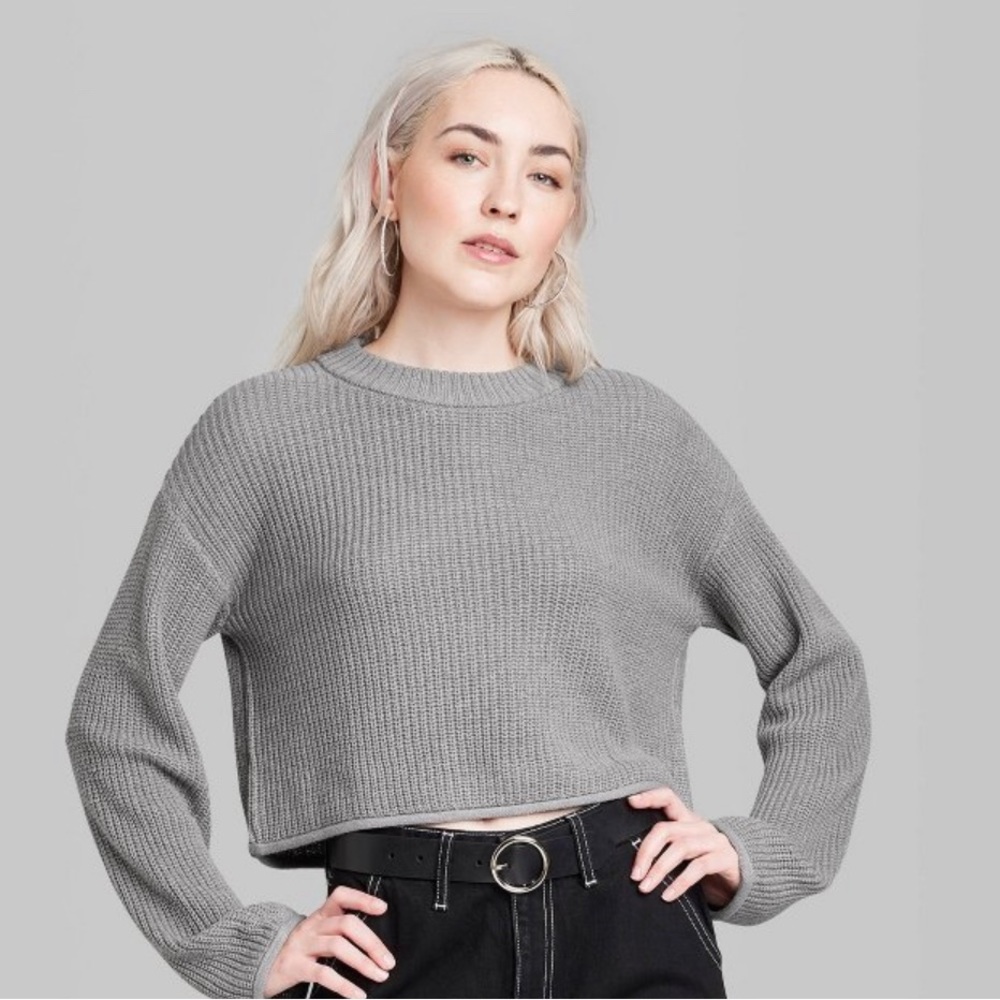 NWOT wild fable cropped gray sweater. Sz M